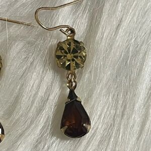 14K GF Smoky Topaz Quartz Citrine Earrings